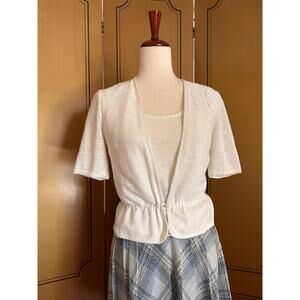 Vintage knitted twin-set in white, size 6